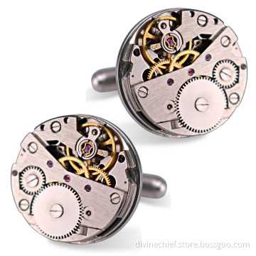 Hot Selling Watch Movement Cufflinks for Men, 316L Stainless Steel Movement Cufflinks WM-806